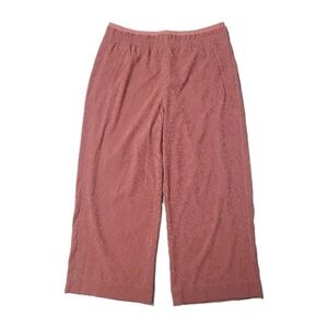 Athleta Echo Wide Leg Crop Pants Orange Textured Stretch Pull-On Lounge 14‎